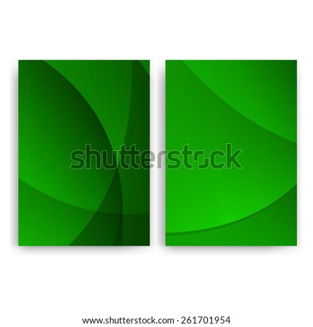 Flyer design templates. Set of green A4 brochure design templates with geometric abstract modern lights backgrounds.