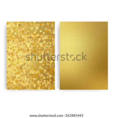 Flyer design templates. Set of gold A4 brochure design templates with abstract modern bokeh lights backgrounds.