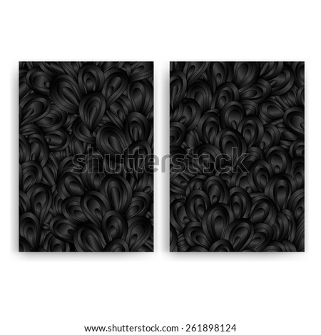 Flyer design templates. Set of black A4 brochure design templates with abstract floral backgrounds.
