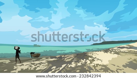 Beach Landscape, vector eps10 illustration