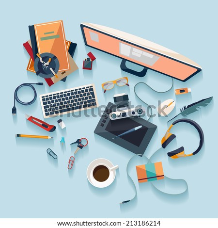 Workplace concept Flat design Workplace concept Flat design