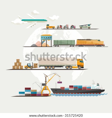 Global freight transportation. Flat design.