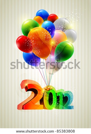 New year poster with balloons.