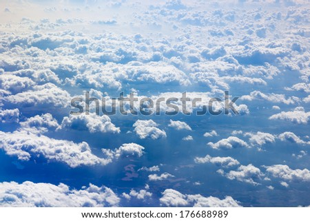 Heavenly landscape with beautiful cumulus clouds.