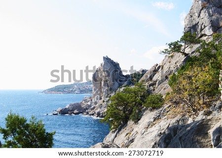 View of rock Swan Wing, Simeiz, Crimea.