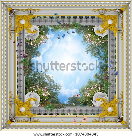 3D rendering sky ceiling architecture
