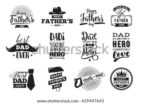 Happy fathers day set. Vector typography. Vintage lettering for greeting cards, banners, t-shirt design. You are the best dad.