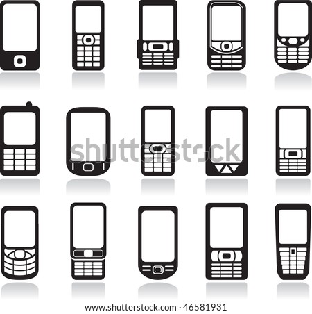 Smartphone on Mobile Phone Icons Set  Vector   46581931   Shutterstock