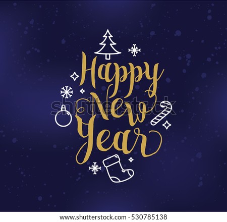 Happy New Year 2017 Text Design. Vector Logo, Typography. Usable As Banner, Greeting Card, Gift