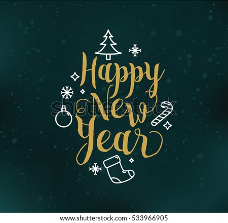 Happy New Year 2017 Text Design. Vector Logo, Typography. Usable As