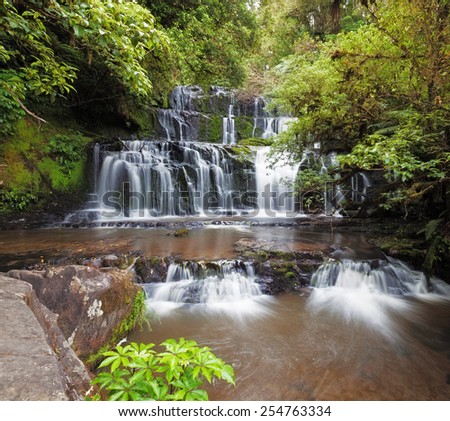 Purakaunui cascades waterfall, Catlins, South Island, New Zealand