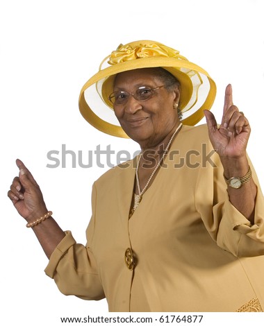 Happy old African American woman dancing