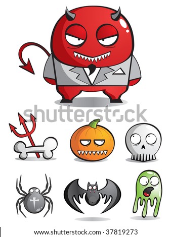 Vector caricatures of monsters for a holiday Halloween