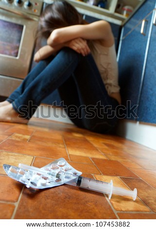 the conceptual image on the subject of drug addiction
