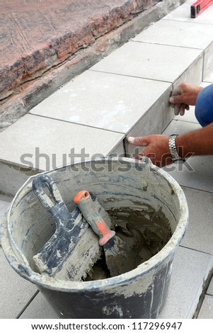 Real photo of a tile laying