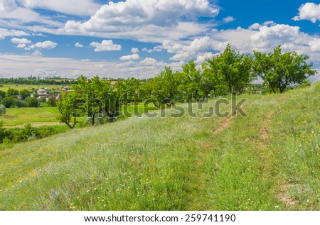 Spring landscape in rural area, central Ukraine