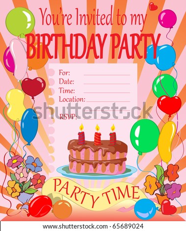 Birthday Party Invitations  Kids on Birthday Party Invitation For Kids Card Concept 65689024 Jpg