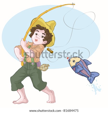 cartoon boy fishing