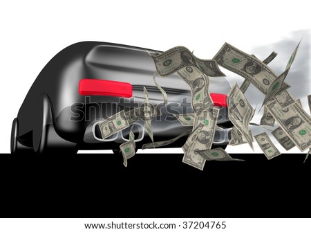car with dollars coming out of the exhaust