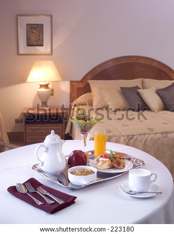 Breakfast table at hotel room