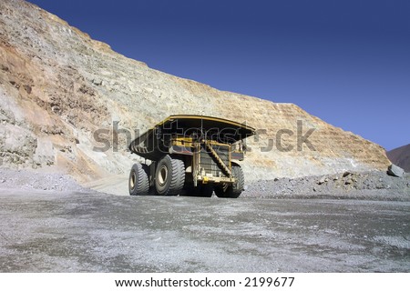 A picture of a big mining truck taken at a copper