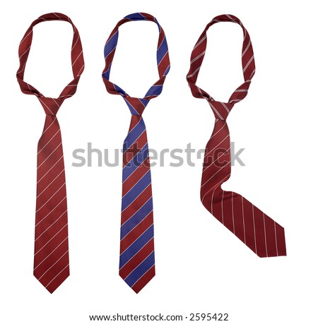 Three neck ties isolated with clipping path