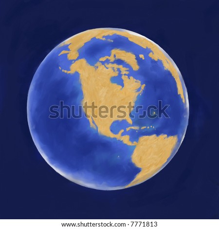 Digital oil painting of the planet earth