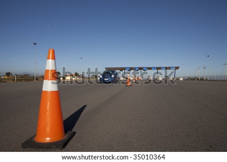 Entrance of a highway toll checkpoint