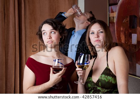 Annoyed women, one drunk guy