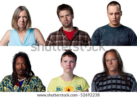 stock photo Group of sad people looking dejected and sad