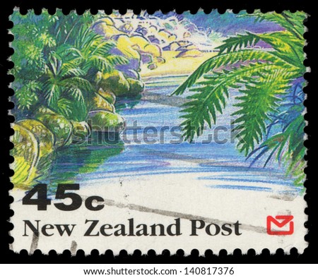 NEW ZEALAND - CIRCA 1992: A stamp printed in New Zealand, shows Scenic Views of New Zealand, Vegetation, stream, circa 1992