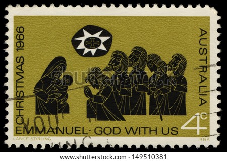 AUSTRALIA - CIRCA 1966: A stamp printed in Australia shows Christmas, Emmanuel, God with us, circa 1966