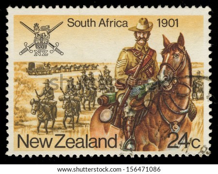 NEW ZEALAND - CIRCA 1984: A stamp printed in New Zealand shows New Zealand shows South Africa War, Military History, circa 1984