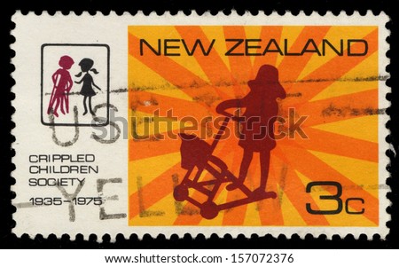 NEW ZEALAND - CIRCA 1975: A stamp printed in New Zealand shows Crippled Children Society, circa 1975