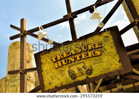 SINGAPORE - APRIL 18: Treasure Hunters in Universal Studios Singapore on April 18, 2015. Universal Studios Singapore is theme park located within Resorts World Sentosa, Singapore.