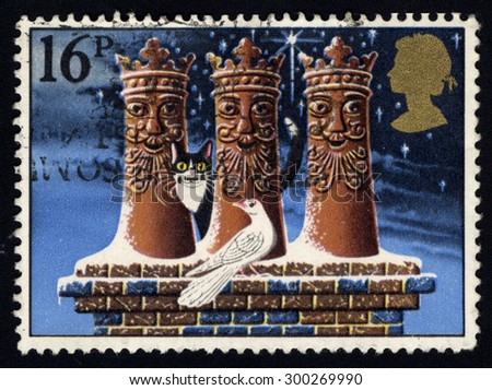 UNITED KINGDOM - CIRCA 1983: A stamp printed in the United Kingdom shows The Three Kings (chimney-pots) , circa 1983.