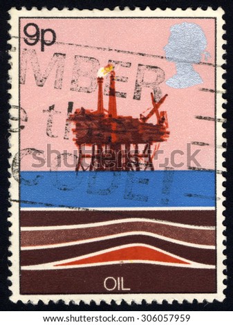 UNITED KINGDOM - CIRCA 1978: A stamp printed in the United Kingdom shows Energy Resources - Oil, circa 1978