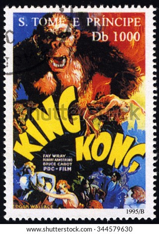 SAO TOME AND PRINCIPE - CIRCA 1995: A stamp printed in Sao Tome shows Movie Poster KING KONG, Film Poster series, circa 1995