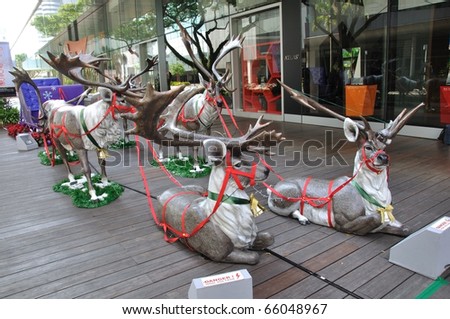 SINGAPORE - NOVEMBER 25: Christmas Reindeer Decoration at Singapore Orchard Road on November 25, 2010 in Singapore