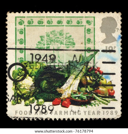 UNITED KINGDOM - CIRCA 1989: A stamp printed in United Kingdom shows image of Food and Farming Year 1989, circa 1989.