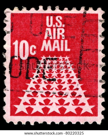 USA  - CIRCA 1968: A stamp printed in USA shows the fifty star US Air Mail, circa 1968