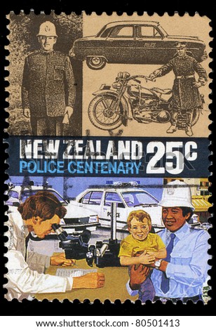 NEW ZEALAND - CIRCA 1986: A stamp printed in New Zealand shows image of New Zealand Police Centenary, series, circa 1986