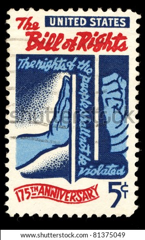 USA - CIRCA 1966 : A stamp printed in the USA shows The Bill of Rights, 175th Anniversary, circa 1966