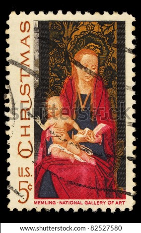 christmas national stamp memling usa printed 1967 circa shows shutterstock