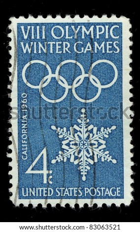 USA - CIRCA 1960 : A stamp printed in the USA shows VII Olympic winter games, circa 1960