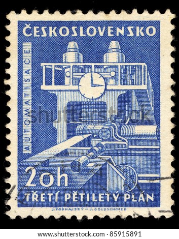 CZECHOSLOVAKIA - CIRCA 1961: A Stamp printed in Czechoslovakia shows image of rolling-mill control bridge (Automatisace), circa 1961