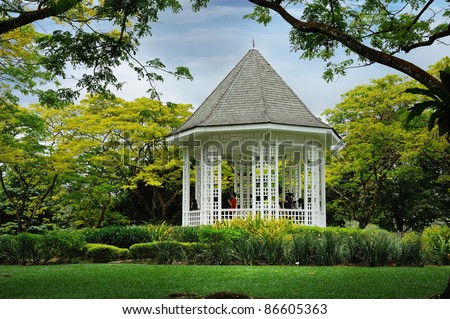 SINGAPORE - JULY 16: Botanic gardens Bandstand on July 16, 2011 in Singapore Botanic Gardens. Music performances played at this gazebo known as The Bandstand in Singapore Botanic Gardens in the 1930s.