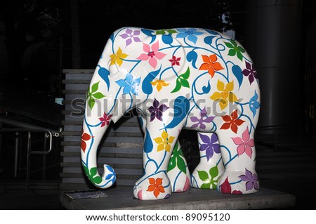SINGAPORE - NOVEMBER 18: Elephant Parade Decoration at Orchard Road on November 18, 2011 in Singapore. 160 elephants, painted by international artists, It end of January 12, 2012 in Singapore.