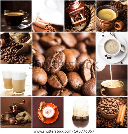 Aromatic Coffee, Cappuccino, Latte, And Roasted Beans For Menu Design
