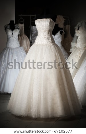 Wedding dress shop with many objects